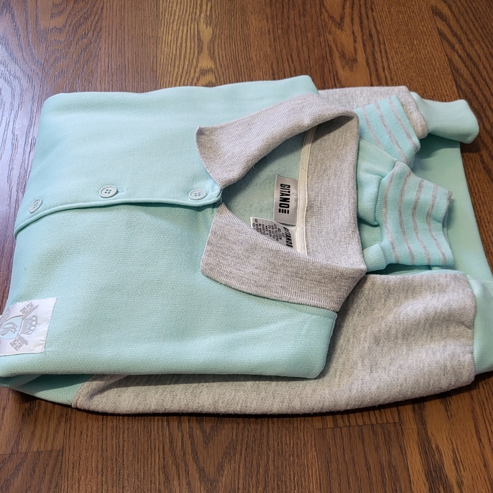 AWESOME 1980's GITANO Pullover Sweater Light Blue & Gray Size XL - Picture 3 of 10